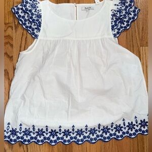 Madewell Women’s White Embroidered Story Top Size 4